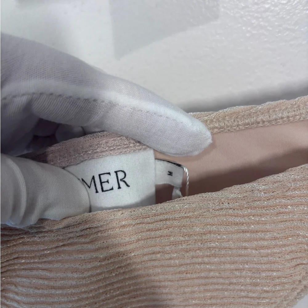 Rumer Rosa Ribbed 2 Piece Square Neck Bikini Swimsuit Set Nude Size Medium NWT